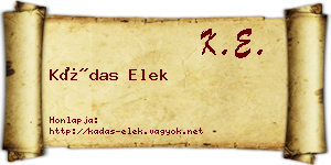 Kádas Elek névjegykártya
